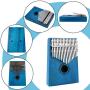 17 Keys Kalimba Thumb Piano, Mini Blue and Black Diy Kalimba 17 Key Thumb Kalimba Musical Instruments Solid Mahogany Wood Body Finger Piano Kalimba with Tune Hammer for Adults Kids Beginners(Blue)