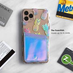 Cell Phone Wallet Stick on Credit Card Holder for Back of Phone - Cards Sleeve Pocket, Adhesive Sticker Compatible with iPhone, Most Cases - Holographic Nebula