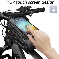 YumyKit Bike Phone Mount Front Frame Bag,Waterproof Bicycle Mount Bag,Top Tube Mount Phone Holder with Touch Screen,Bicycle Handlebar Bag Phone Case Below 7 in,Money,Keys