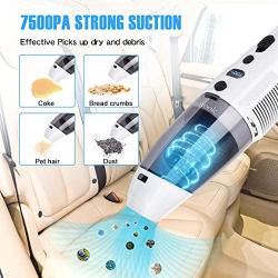 Handheld Vacuum Cordless Vacuum Cleaner Upgraded 7000PA Portable Lightweight Rechargeable Wet Dry Cyclonic Suction Hand Vacuum with Power Display for Home Pet Hair Car Cleaning