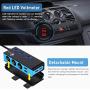 3-Socket Cigarette Lighter Quick Charge 3.0, Qidoe 120W 12V/24V Car Splitter and Three 2.4A USB Car Charger & LED Voltmeter Power Switch for GPS, Dash Cam, Sat Nav, Phone, iPad, Tablet (Blue)