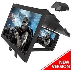 LAIKETE 12" 3D Mobile Phone Screen Magnifier, Anti-Blue Light Magnifying Phone Screen Amplifier for Movie, Video, Game, Full Coverage Foldable Holder Stand, Compatible All Smartphones