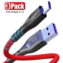 3Pack 6ft USB C Cable, CyvenSmart 3A Faster Charger Cable Cord, Premium Nylon USB-C to USB-A Fast Charging Type C Cables Compatible for Samsung Galaxy S10 / S9 / S8 / Note 8,LG V20 / V30 / V40
