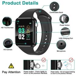 Smart Watch for Android Phones iPhone Compatible for Women Men - Aeifond Bluetooth Touch Screen Smartwatch Fitness Tracker with Camera Step Calorie Counter Sleep Monitor SIM SD Card Slot (Black)