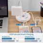 Power Strip with USB, NTONPOWER Travel Power Strip, 3 USB 3 Outlets Desktop Charging Station with 5ft Extension Cord Compact for Nightstand Home Officd Dorm Room Travel - White