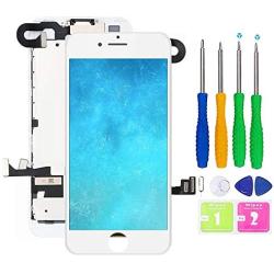 Screen Replacement for iPhone 7 Pre-Assembled LCD Display and 3D Touch Screen Digitizer Replacement with Proximity Sensor, Ear Speaker, Front Camera and Repair Tools (White)