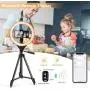 10” LED Selfie Ring Light with Stand and Phone Holder, Torjim Dimmable Circle Light for Photography, Makeup, Vlogging, Live Streaming, Camera Video Recording, Compatible with iPhone Android
