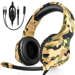 BUTFULAKE Gaming Headset Deep Bass Surround Sound, 3.5mm Headphone with Microphone, Volume/Mic Control, Noise-Canceling, Soft Earmuffs, Compatible Smartphone PC Laptop PS4 by AFUNTA