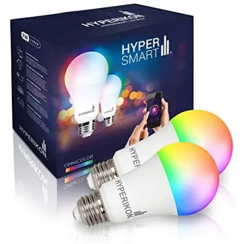 Hyperikon Smart LED Light Bulbs, Work with Alexa RGB, No Hub, WiFi 2.4GHz, 7W=60W, Dimmable, Color Changing, Google Home Assistant Compatible, 2 Pack Hyperikon Smart LED Light Bulbs, Work with Alexa RGB, No Hub, WiFi 2.4GHz, 7W=60W, Dimmable, Color Changing, Google Home Assistant Compatible, 2 Pack
