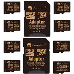 8-Pack Bulk 32GB Micro SDHC Memory Card Plus Adapter – Amplim 32 GB Class 10 Micro SD Card V10 A1. Extreme High Speed 100MB/s 667X microSDHC TF Card. Cell-Phones Tablets Fire Cameras Nintendo Drones