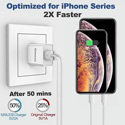 iPhone Chargers iPad Chargers, MAILESI 10W 2 Port Plug Travel Wall Charger Adapter with 2-Pack 6.6-Feet Lightning Cables Charge Sync Compatible with iPhones and iPads