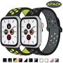 Zsuoop Sport Watch Band Compatible with Apple Watch Bands 38mm 40mm 42mm 44mm,Soft Silicone Wristband for Iwatch Series 5,Series 4,Series 3,Series 2,Series 1,2pack