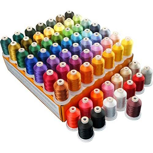 New brothread 64 Spools 1000M (1100Y) Polyester Embroidery Machine Thread Kit for Professional Embroiderer and Beginner