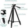 LINKCOOL Phone Tripod 50" Adjustable Travel Video Tripod Stand with Phone Mount Holder Compatible with Cell Phone Tripod, Action Camera Tripod, DSLR Tripod with Wireless Remote Shutter (Black)