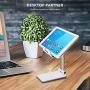 Cell Phone Stand for Desk， Phone Stand,Height Increasing Phone Cradle, Adjustable Phone Stand Desktop Phone Holder Cradle Dock Compatible with All Mobile Phones,Tablets (7-10")(White)