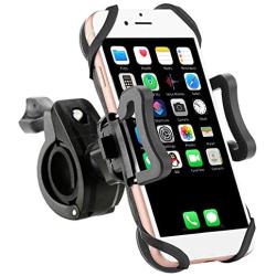 Bike Phone Mount, Motorcycle Phone Mount Bicycle Mobile Phone Stand, Bicycle, Motorcycle 360-degree rotatable, Rubber Strap, Universal Base Clip for iPhone Android Smartphones