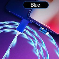 Flowing LED Magnetic Charging Cable.3 in 1 Cable(2 Packs,5 ft) Blue+Green