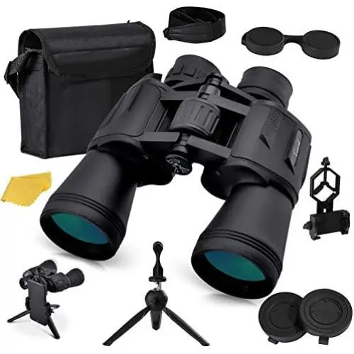 12x50 HD Full Size Binoculars for Adults Shockproof Resistant Includes Smartphone Adapter Universal Tripod Carrying Bag & Strap Great for Bird Watching Hunting Stargazing Sporting & Sightseeing 12x50 HD Full Size Binoculars for Adults Shockproof Resistant Includes Smartphone Adapter Universal Tripod Carrying Bag & Strap Great for Bird Watching Hunting Stargazing Sporting & Sightseeing