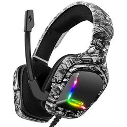 Grorytrack 3D Surround Gaming Headset Headphone for PS4, Xbox ONE Controller,Nintendo Switch,PC,Laptop,MAC,Over-Ear Soft Memory Earmuffs Headset with LED Light,Mic&Voice Control