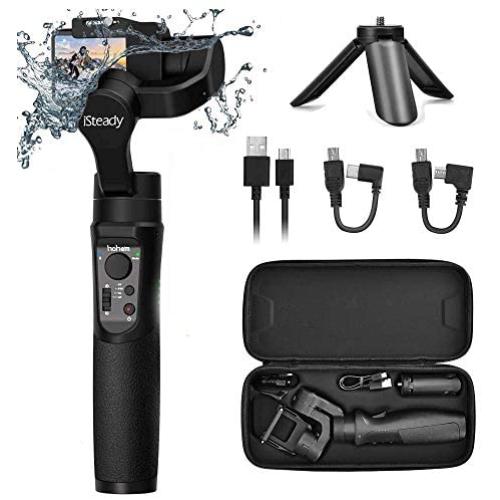Hohem Gopro Gimbal 3-Axis Handheld Gimbal Stabilizer Splash Proof Pro for Gopro Hero 7/6/5/4/3 DJI Osmo Action Yi Cam 4K, AEE, SJCAM Sports Cams APP Controls for Time-Lapse, Tracking, Auto Panoramas