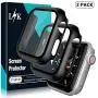 [2 Pack] L K Case for Apple Watch 44mm Series 4/5 Built-in Tempered Glass Screen Protector, All-Around Ultra-Thin Bumper Full Cover Hard PC Protective Case for iWatch 44MM - Black