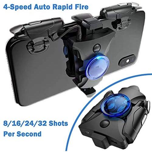 PUBG Mobile Controller- 4-Speed Auto Rapid Fire [8/16/24/32 Shots per Second], Mobile Game Controller w/ L1R1 Shooting Triggers, Call of Duty Mobile FPS Joystick Gamepad for 4.5-6.7” Android iOS Phone