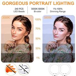 Ring Light,Upgraded Version 19inch with LCD Display Adjustable Color Temperature 3000K-5800K with Stand, YouTube Makeup Dimmable Video LED Light Kit, for Video Shooting, Portrait, Vlog, Selfie