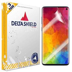 DeltaShield Screen Protector for Samsung Galaxy S10 (6.1 inch) (3-Pack) (Case Friendly B) BodyArmor Anti-Bubble Military-Grade Clear TPU Film