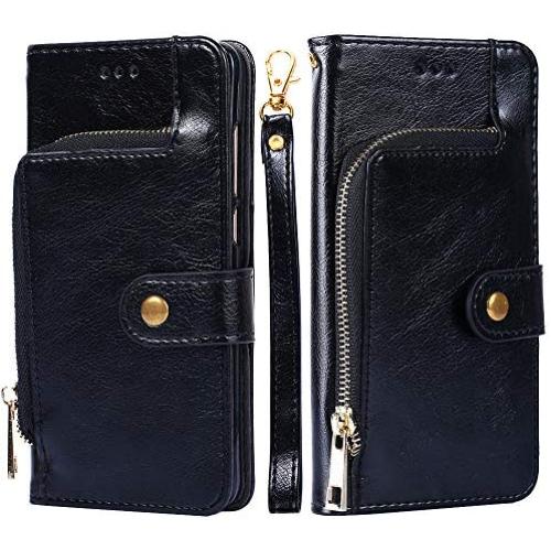 Buluby LG Stylo 4 Phone Case Wallet, Premium Flip Phone Case [Money Pocket] [Stand Feature] [Lanyard Strap] for LG Stylo 4 Cover (Black)