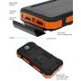 Solar Power Bank X-DRAGON 24000mAh Waterproof Portable Solar Charger with Dual Inputs(USB-C & Micro), Dual Flashlights, Compass for iPhone, iPad, Samsung, Cell Phones, Outdoors, Camping