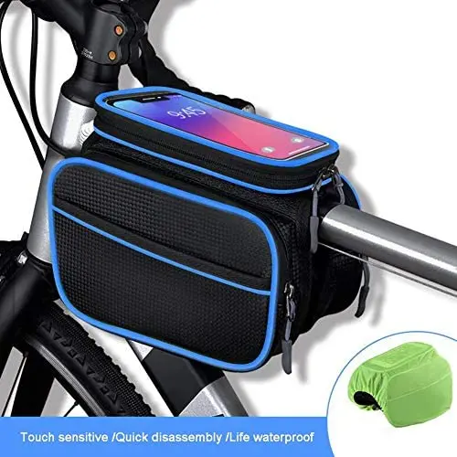 MUMA Bike Frame Bag with Mobile Phone Holder, Waterproof Bicycle Top Tube Pouch, for iPhone Samsung Smart Phone Up to 6.5 MUMA Bike Frame Bag with Mobile Phone Holder, Waterproof Bicycle Top Tube Pouch, for iPhone Samsung Smart Phone Up to 6.5
