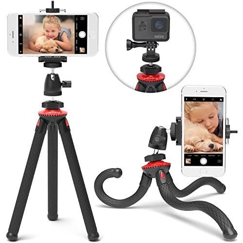 Xenvo SquidGrip Flexible Cell Phone Tripod and Portable Action Camera Holder - Compatible with iPhone, GoPro, Android, Samsung, Google Pixel and All Mobile Phones