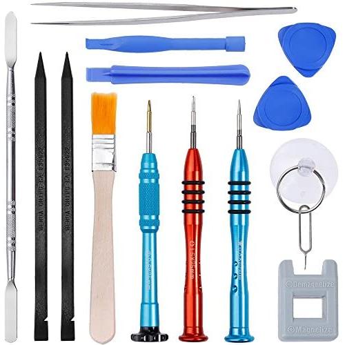 Vastar 16Pcs Cell Phone Repair Tool Kit for iPhone Precision Screwdriver Set with Magnetizer/ Demagnetizer Tool & Opening Pry Tools for iPhone X/8/8 Plus, 7/7Plus,6P/6S/6/5S/5/5C/4S/4/SE,iPod,iTouch