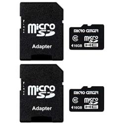 Micro Center 16GB Class 10 Micro SDHC Flash Memory Card with Adapter (2 Pack)