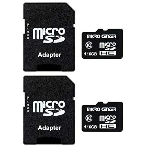 Micro Center 16GB Class 10 Micro SDHC Flash Memory Card with Adapter (2 Pack)