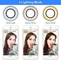 Rovtop Selfie Ring Light Cellphone Holder Ring Light Stand Live Stream Makeup, 3 Light Modes 10-Level Brightness 360 Rotating for iPhone Android Cell Phone, Black