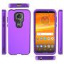Moto E5 Plus Case, Moto E5 Supra Case AMENQ 3 in 1 Hybrid Heavy Duty Shockproof with Rugged Hard PC and TPU Bumper Protective Armor Phone Cover for Motorola Moto E Plus (5th Gen) 2018 (Purple)