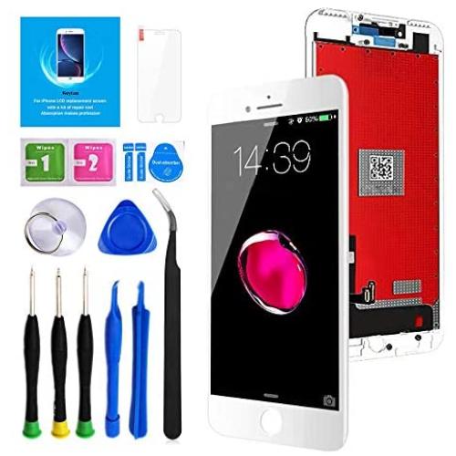 Keytas for iPhone 7 Screen Replacement Kit White 4.7" LCD Display Compatible with iPhone 7 Touch 3D Screen 4.7 Inch Digitizer Frame Assembly with Free Repair Tools Kit+ Screen Protector (White)