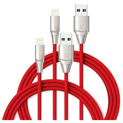 iPhone Charger 3ft 2 Pack, Xcentz Apple MFi Certified Lightning Cable, High-Speed iPhone Charger Cable Durable Braided Charging Cord for iPhone 11/X/XS/XR/XS Max/8/7/7 Plus/6/5s, iPad Mini/Air, Red