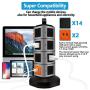 Power Strip Tower,  Lovin Product Surge Protector Electric Charging Station, 14 Outlet Plugs with 4 USB Slot 6 feet Cord Wire Extension Universal Charging Station (1-PACK)