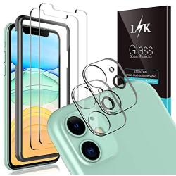 [2 Pack] L K iPhone 11 Camera Lens Screen Protector + [2 Pack] Tempered-Glass Screen Protector Film Scratch-resistant, fingerprint-proof for iPhone 11, 6.1-inch