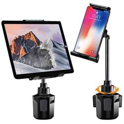 Cup Holder Tablet Mount, Car Cup Mount ipad Holder, Universal Cell Phone Holder for Cars Truck Vehicle Heavy Duty Car Cradle Stand Compatible with iPhone iPad Air Mini Pro Samsung Galaxy Tab