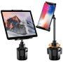 Cup Holder Tablet Mount, Car Cup Mount ipad Holder, Universal Cell Phone Holder for Cars Truck Vehicle Heavy Duty Car Cradle Stand Compatible with iPhone iPad Air Mini Pro Samsung Galaxy Tab