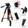 Torjim 60” Camera Tripod with Carry Bag, Lightweight Travel Aluminum Professional Tripod Stand (5kg/11lb Load) with Bluetooth Remote for DSLR SLR Cameras Compatible with iPhone & Android Phone-Orange
