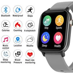 TURNMEON Smart Watch Fitness Tracker for Men Women, Full Touch Color Screen Waterproof Activity Tracker with Heart Rate Blood Pressure Blood Oxygen Monitor for Android Phones