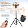 Selfie Stick Tripod,54" Extendable Tripod Stand with Cell Phone Mount Holder & Rechargeable Wireless Remote,Lightweight, Compatible with iPhone & Android Phone,Camera,Gopro