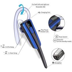 Bluetooth Headset, COMEXION Wireless Business Earpiece V4.1 Lightweight Noisy Suppression Bluetooth Earphone with Microphone for Phone/Laptop/Car（Blue+Case）