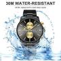 GOLDEN HOUR Mens Watches with Black/Silver Stainless Steel and Metal Casual Waterproof Chronograph Quartz Watch, Auto Date in Colorful Hands