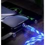 LED Flowing Magnetic Charger Green Blue Cable Light Up Candy Moving Party Shining Charger Phone Charging Cable Magnetic Streamer Absorption USB Snap Quick Connect 3 in 1 USB Cable