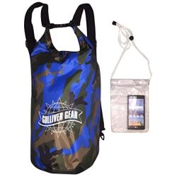 HOT Waterproof Dry Bag Backpack for Kayaking/ Rafting/ Hiking/ Camping/ Fishing/ Hunting/ Snowboarding/ Snowmobiling in Blue Camouflage + BONUS X-Large Universal Waterproof Smartphone Pouch. Cool!